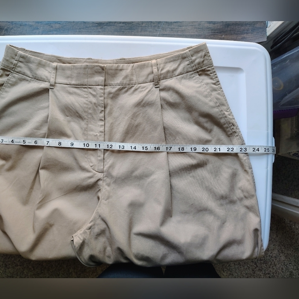 Club Monaco Pleated Cotton Twill Wide Leg high-rise khaki trousers sz 12. - Picture 17 of 17